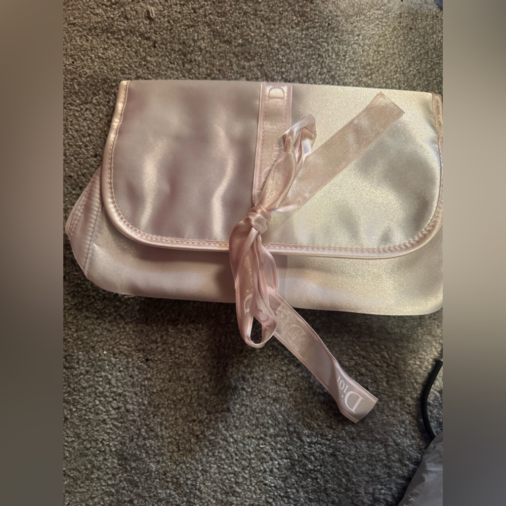 Dior Pale Pink Satin Ribbon Cosmetic Pouch - Picture 3 of 7